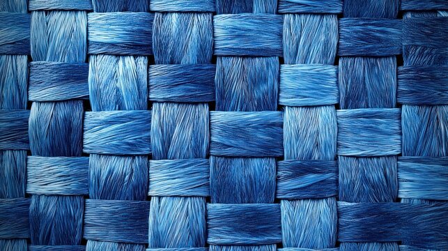 A woven background with a pattern of interlocking threads in various shades of blue.
