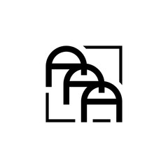 initial three letter aaa square outline logo