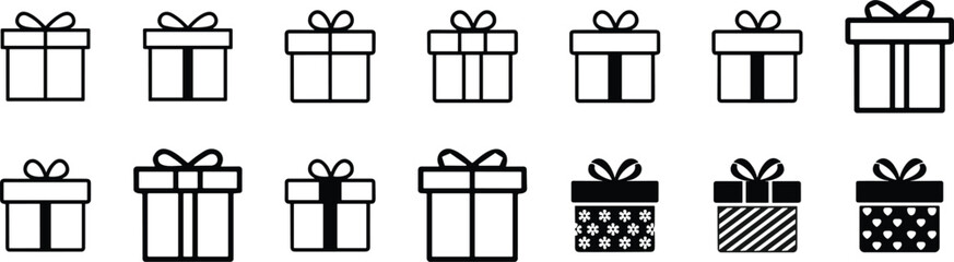 Gift and Surprise boxes Icons set. Realistic vector icon for birthday or wedding collection. gift box with ribbons,