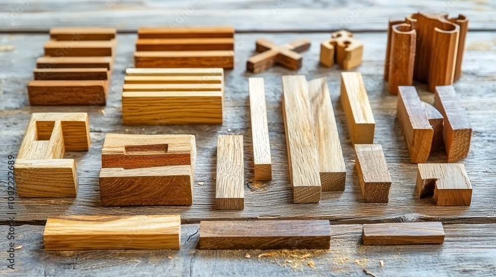 Poster an instructional image of different types of woodwork joints, with labels and explanations.