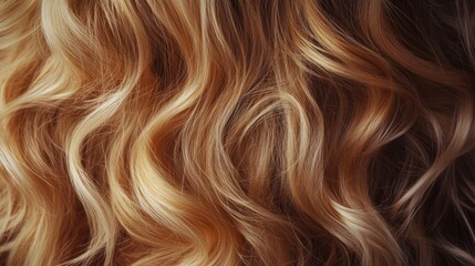 Naklejka premium Close-up of Blonde Wavy Hair with Highlights