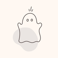 Ghost puikiai tinka Helovino atvirukui. Autumn icon in line style. Symbolic objects of fall.