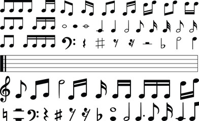 Music notes keys icon set, Music notes symbol, vector illustration. Music notes, song, melody or tune flat icons for musical apps and website