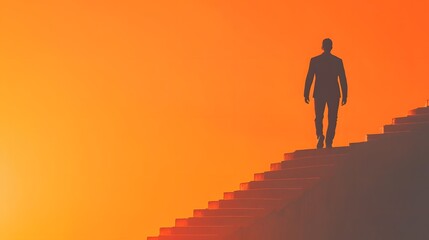 A man walking up the stairs, symbolizing progress and success in business or professional life