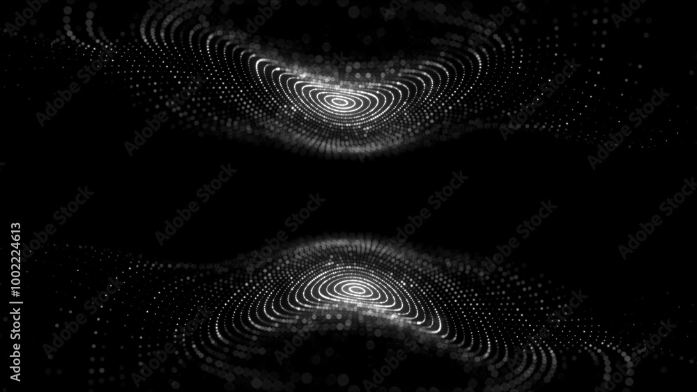 Poster 3d double digital circular dynamic wave. technology smart wave. seamless flow digital structure. cyb