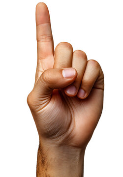 Hand Pointing Upward with Raised Index Finger Isolated on Transparent Background, Directional or Attention Gesture