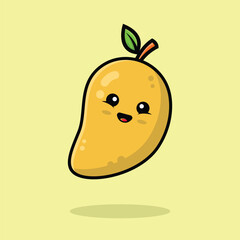 Cute smiling mango cartoon icon illustration