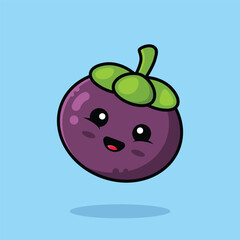 Cute smiling mangosteen cartoon icon illustration