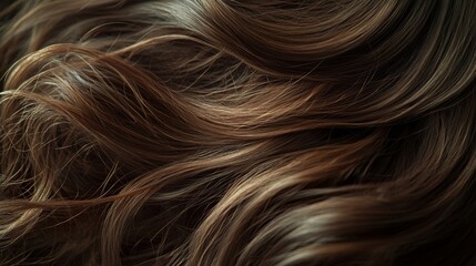 Naklejka premium Close-up of Wavy Brown Hair Strands