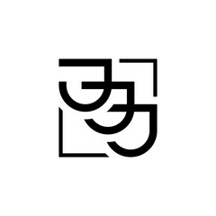 initial three letter JJJ  square outline logo