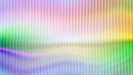 Ribbed glass with rainbow gradient. 3D glass background with refraction effect. Vector illustration