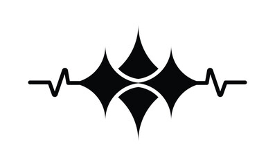 Heart Rate and Pulse Logo for Medical, Health, and Fitness. voice logo icon. black and white vector illustration