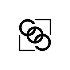 initial three letter ooo  square outline logo