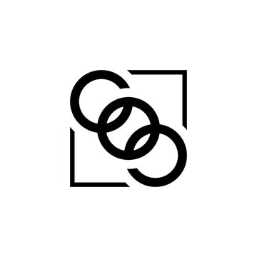 initial three letter ooo  square outline logo