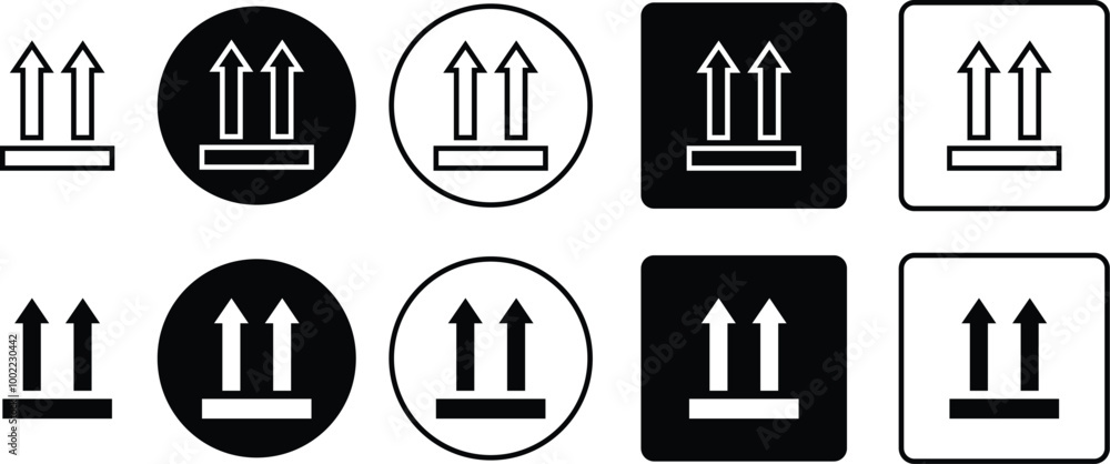 Poster arrow icons set in line and flat styles for web designs or interface direction isolated on transpare