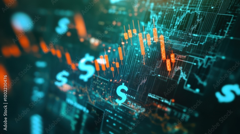 Poster rising graph with currency symbols, illustrating the concept of currency appreciation and increasing