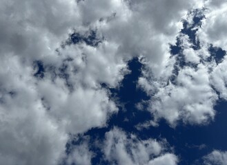 blue sky and fluffy clouds