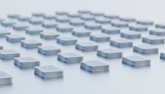 Stack of playing cards stacked on each other