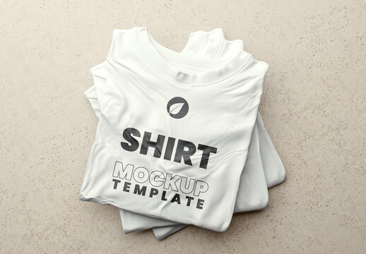 Stack of Folded T-shirts Mockup