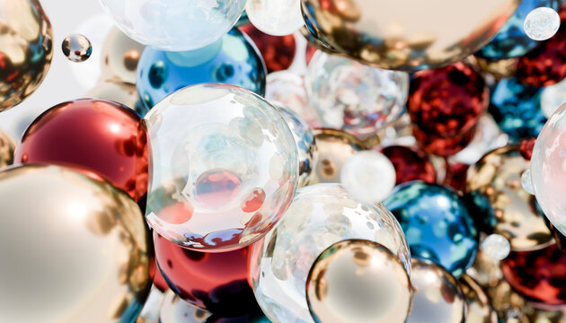 Multicolored shiny bubbles and balls