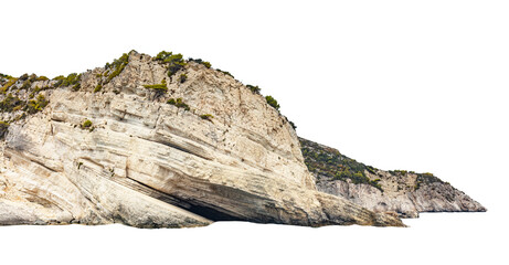 Tall rocky cliff with dense greenery