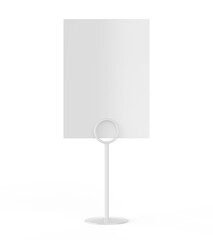 Blank table top clip sign holder stand 3d illustration.