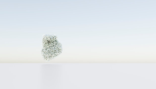 Bunch of bubbles in distant against white background