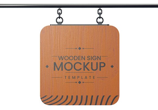 Hanging Wooden Sign Mockup