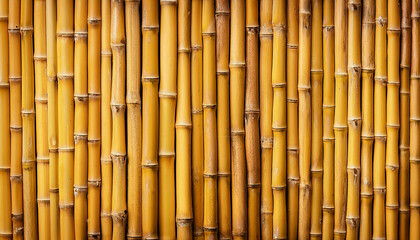 Fototapeta premium Yellow bamboo texture. Dried bamboo wall or fence background
