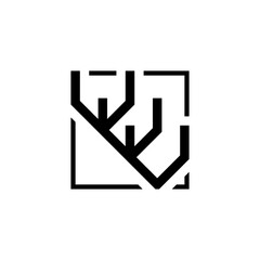 initial three letter vvv square outline logo