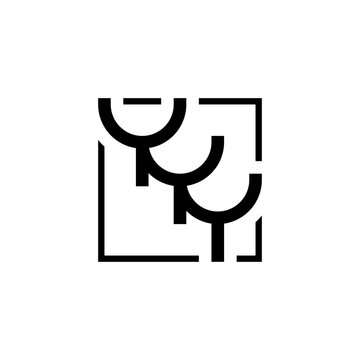 initial three letter yyy  square outline logo