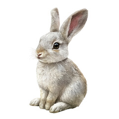Obraz premium Cute rabbit on white isolated background as transparent PNG
