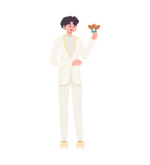 Man Wedding Character Vector Illustration