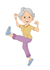 Active Old Woman Doing Exercise

