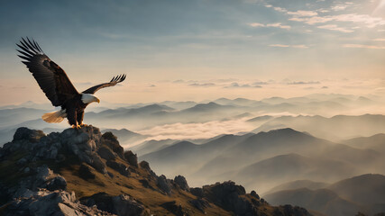 Fototapeta premium Beautiful bird in nature habitat. natural panoramic photo with little bird.