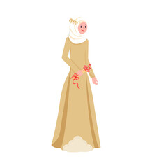 Moslem Woman Wedding Character Illustration