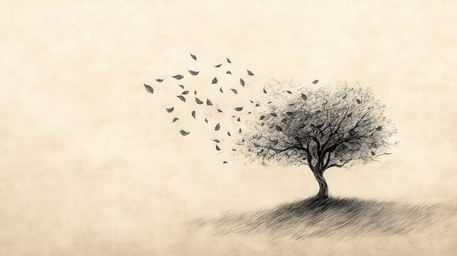 Nature&rsquo;s Eternal Return: Wind and Leaves Circle a Lone Tree in Ecclesiastes, A Symbolic Biblical Scene