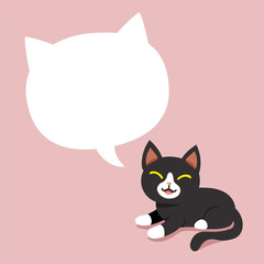 Cartoon character cute cat with speech bubble for design.