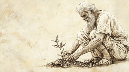 Fototapeta premium The Soil of Wisdom and Folly: A Fool’s Rocky Planting Versus a Wise Harvest