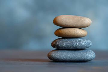 Stack of Smooth Stones on a Slate Surface - Photo
