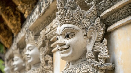 Close-up of the detailed sculptures adorning Wat Pha Nam Yoi, showcasing the craftsmanship and artistry of the temple.