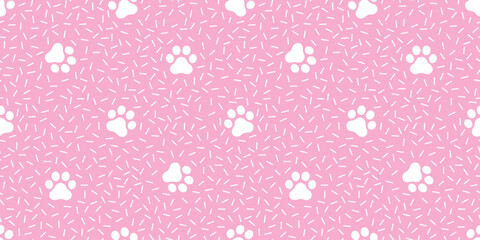 dog paw footprint seamless pattern cat vector pet puppy kitten bear cartoon doodle pink tile background gift wrapping paper repeat wallpaper illustration scarf isolated design