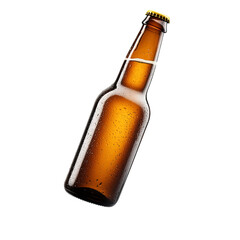 a brown glass beer bottle isolated on white background