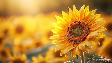 Radiant Sunflower Close-Up with Vibrant Yellow Petals and Textured Details in Macro Photography