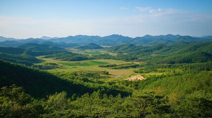 Obraz premium The breathtaking scenery of the DMZ (Demilitarized Zone), showcasing its historical significance and natural beauty.
