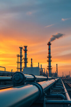 energy supply with gas pipeline, petrochemical industry with oil refinery