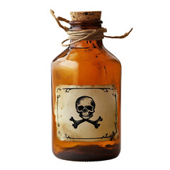 poison bottle with a skull and crossbones label isolated on white