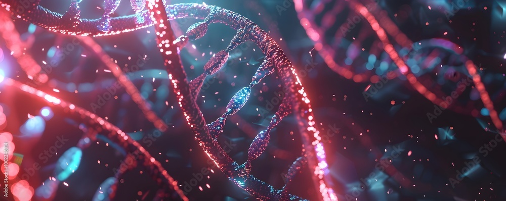 Poster holographic dna strands with vibrant base pairs showcasing stored digital data