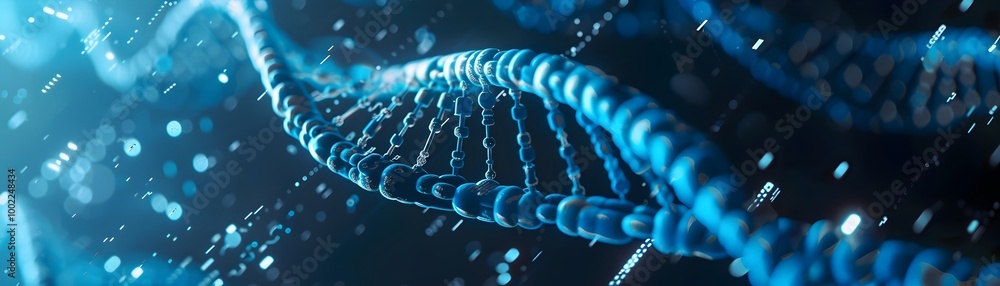 Poster futuristic dna chip storing various types of digital data in next gen data storage technology