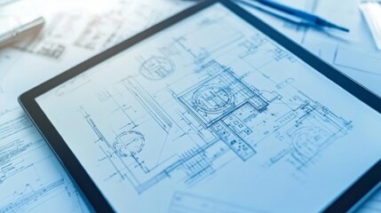 Detailed view of a digital tablet with complex engineering calculations and mathematical models for project analysis